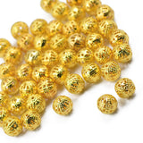 Maxbell 100pcs 8mm Round Metal Spacer Beads Jewelry DIY Making Loose Charms Gold