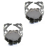 Maxbell 2 pcs Adjustable Filigree Toe Ring Findings w/ 15mm Cabochon Frame Gunmetal - Aladdin Shoppers