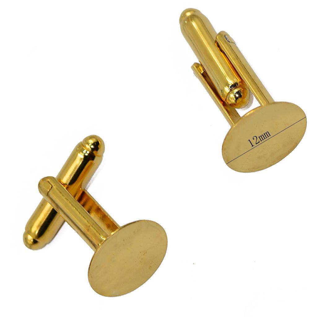 Maxbell Maxbell 6 x Round Blank Setting Base Pad Cuff Links DIY Wedding Formal Cufflink Gold