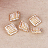 Maxbell 5pcs Crystal Faux Pearl Shank Buttons Decoration DIY 1.7*1.7cm Gold - Aladdin Shoppers