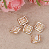 Maxbell 5pcs Crystal Faux Pearl Shank Buttons Decoration DIY 1.7*1.7cm Gold - Aladdin Shoppers