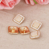 Maxbell 5pcs Crystal Faux Pearl Shank Buttons Decoration DIY 1.7*1.7cm Gold - Aladdin Shoppers