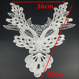 Maxbell White Polyester Flower Neckline Lace Collar Sewing Applique - Aladdin Shoppers