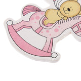 Maxbell 20x Wooden Pink Baby Carriage & Pony Embellishments Card Making Baby Shower