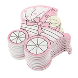Maxbell 20x Wooden Pink Baby Carriage & Pony Embellishments Card Making Baby Shower