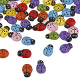 Maxbell 100x Colorful Wooden Ladybug Ladybird Flatback Embellishments Crafts DIY - Aladdin Shoppers