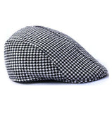 Maxbell Kids Beret Cap Boy Girl Houndstooth Newsboy Hat Flap Cabbie Hat Black+White - Aladdin Shoppers