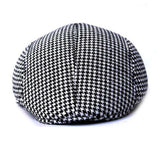 Maxbell Kids Beret Cap Boy Girl Houndstooth Newsboy Hat Flap Cabbie Hat Black+White - Aladdin Shoppers