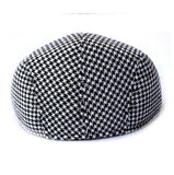 Maxbell Kids Beret Cap Boy Girl Houndstooth Newsboy Hat Flap Cabbie Hat Black+White - Aladdin Shoppers