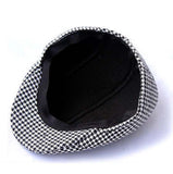 Maxbell Kids Beret Cap Boy Girl Houndstooth Newsboy Hat Flap Cabbie Hat Black+White - Aladdin Shoppers