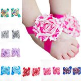 Maxbell Cute Baby Infant Barefoot Toddler Foot Flower Band Newborn Girl Rose Red - Aladdin Shoppers