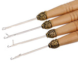 Maxbell Maxbell 12Pcs Useful Ring Hair Extension Wooden Pull Hook Needle Threader DIY Tool