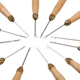 Maxbell Maxbell 12Pcs Useful Ring Hair Extension Wooden Pull Hook Needle Threader DIY Tool