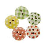 Maxbell Pack of 100 Round Shaped Star Painted 2 Hole Wooden Sewing Buttons for Craft - Aladdin Shoppers