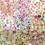 Maxbell Pack of 100 Round Shaped Star Painted 2 Hole Wooden Sewing Buttons for Craft - Aladdin Shoppers