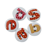 Maxbell 100Pcs Round Shaped Alphabet Painted 2 Hole Wooden Sewing Buttons for Craft - Aladdin Shoppers