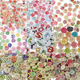 Maxbell 100Pcs Round Shaped Alphabet Painted 2 Hole Wooden Sewing Buttons for Craft - Aladdin Shoppers