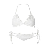 Maxbell Maxbell Sexy Women Lace Mesh Bikini Set Push Up Bra Swimwear Swimsuit White L
