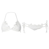 Maxbell Maxbell Sexy Women Lace Mesh Bikini Set Push Up Bra Swimwear Swimsuit White L