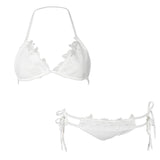 Maxbell Maxbell Sexy Women Lace Mesh Bikini Set Push Up Bra Swimwear Swimsuit White L