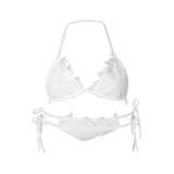 Maxbell Maxbell Sexy Women Lace Mesh Bikini Set Push Up Bra Swimwear Swimsuit White L
