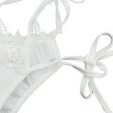 Maxbell Maxbell Sexy Women Lace Mesh Bikini Set Push Up Bra Swimwear Swimsuit White L