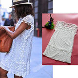 Maxbell Maxbell Sexy Women Summer Casual Lace Sleeveless Cocktail Beach Mini White Dress M