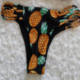 Maxbell Maxbell Sexy Halter Hollow Out Pineapple Print Padded Bikini Set for Women Black L