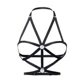 Maxbell Women Harness Bra Cage Bra Crop Top Black Strappy Sexy Costume Bra for Lady