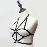 Maxbell Women Harness Bra Cage Bra Crop Top Black Strappy Sexy Costume Bra for Lady