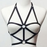 Maxbell Women Harness Bra Cage Bra Crop Top Black Strappy Sexy Costume Bra for Lady