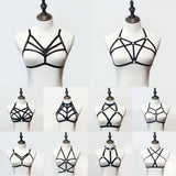 Maxbell Women Harness Bra Cage Bra Crop Top Black Strappy Sexy Costume Bra for Lady