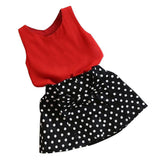 Maxbell Toddler Girls Summer Outfits Clothes T-shirt Tops Polka Dots Skirt Set 130