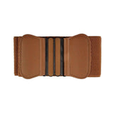 Maxbell Fashion Womens Ladies Faux Leather Wide Elastic Buckle waist belt Hot Brown - Aladdin Shoppers