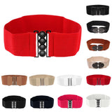 Maxbell Fashion Womens Ladies Faux Leather Wide Elastic Buckle waist belt Hot Brown - Aladdin Shoppers