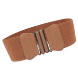 Maxbell Fashion Womens Ladies Faux Leather Wide Elastic Buckle waist belt Hot Brown - Aladdin Shoppers