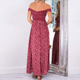 Maxbell Maxbell Sexy Women Strapless Bustier Split Maxi Long Evening Dress Red XL