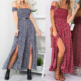 Maxbell Maxbell Sexy Women Strapless Bustier Split Maxi Long Evening Dress Red XL