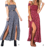 Maxbell Maxbell Sexy Women Strapless Bustier Split Maxi Long Evening Dress Red XL