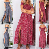 Maxbell Maxbell Sexy Women Strapless Bustier Split Maxi Long Evening Dress Red XL