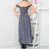 Maxbell Maxbell Sexy Women Strapless Bustier Split Maxi Long Evening Dress Blue XL