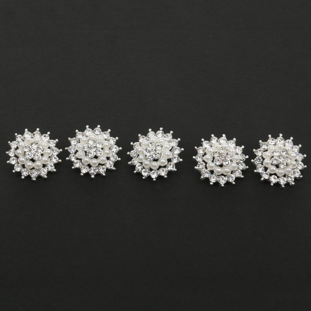 Maxbell Maxbell 5Pcs Rhinestone Pearl Shank Buttons Embellishments For Sewing Crafts