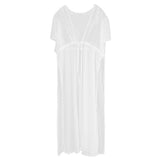Maxbell Maxbell Sexy Women Loose Rose Flower Lace Beach Cardigan Clothes White