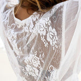 Maxbell Maxbell Sexy Women Loose Rose Flower Lace Beach Cardigan Clothes White