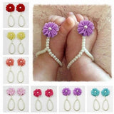 Maxbell Baby Pearl Barefoot Toddler Foot Flower Beach Sandals Anklet Chain Red - Aladdin Shoppers