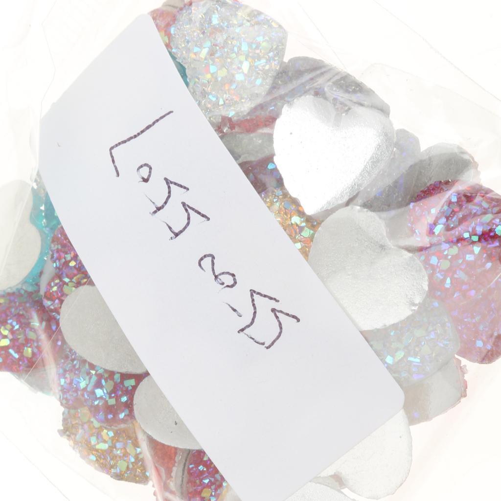 Maxbell 50PCS Mixed Resin Rhinestone Heart Flatback Embellishments for Scrapbooking