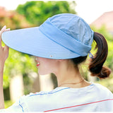 Multifunction Cotton Fold Sun Visor Hat Cap Outdoor Anti-UV Riding Cap Blue