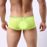 Maxbell Mens Sexy Sheer See Through Stripe Boxer Briefs Underwear Panties Yellow M - Aladdin Shoppers