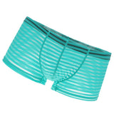 Maxbell Mens Sexy Sheer See Through Stripe Boxer Briefs Underwear Panties Green L - Aladdin Shoppers