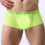 Maxbell Mens Sexy Sheer See Through Stripe Boxer Briefs Underwear Panties Yellow L - Aladdin Shoppers